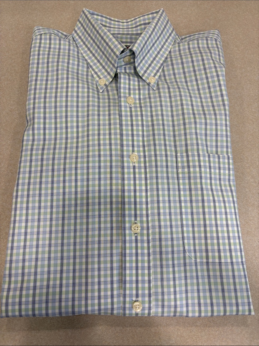 Men's Button-Down Plaid Dress Shirt - Blue & Green